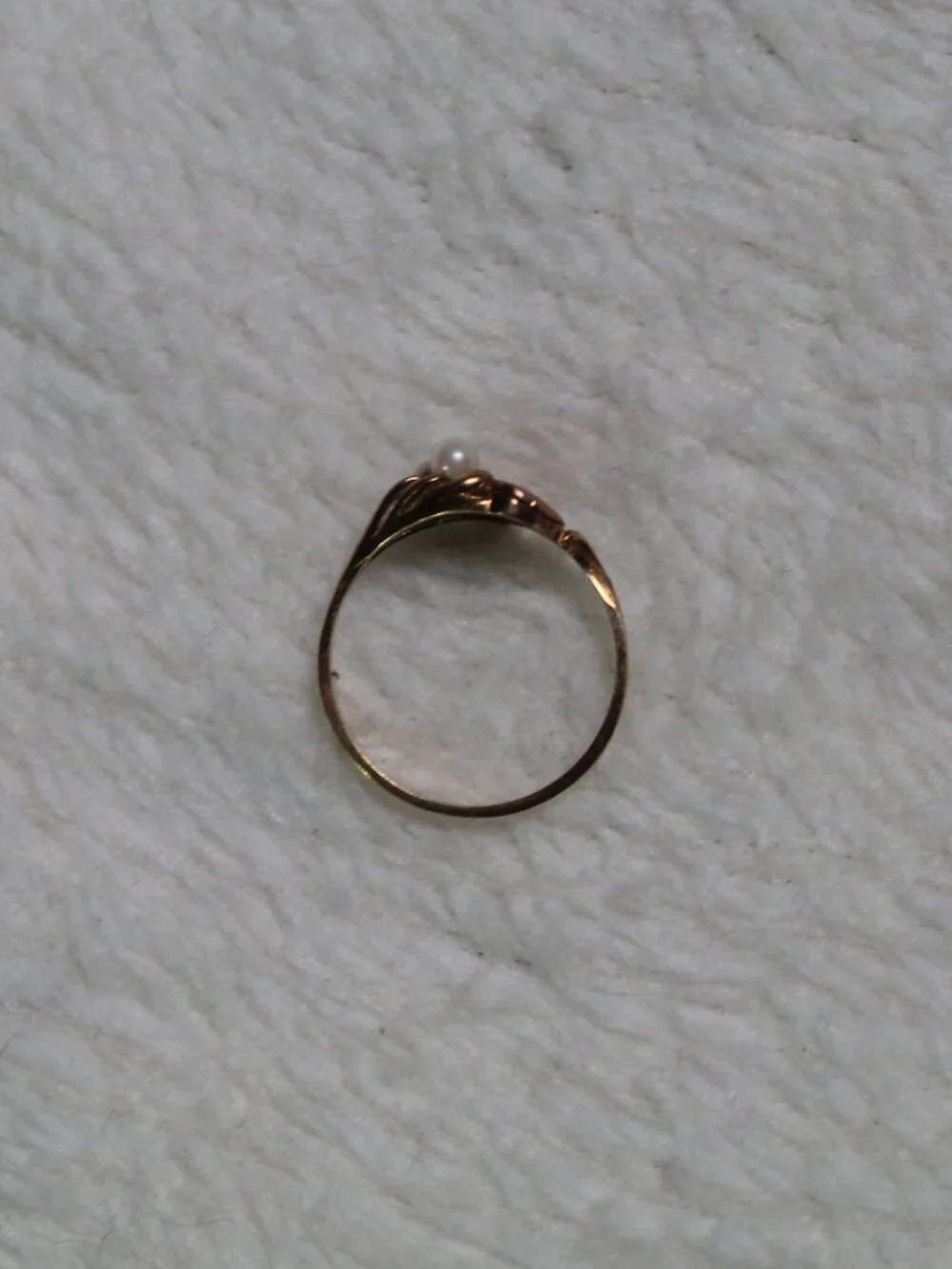 CCO Coleman Company 10K Two Toned Gold Double Pearl Ring Grape Leaves Size 7.5